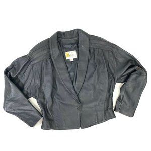 Vintage 80's Black Leather Motorcycle Jacket